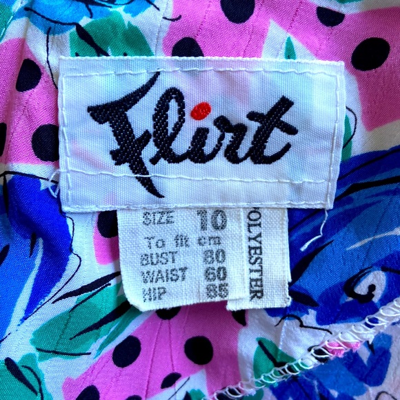 Vintage 1980s Pink Polka Dot Floral Cocktail Dress Sz 10 - Picture 11 of 12